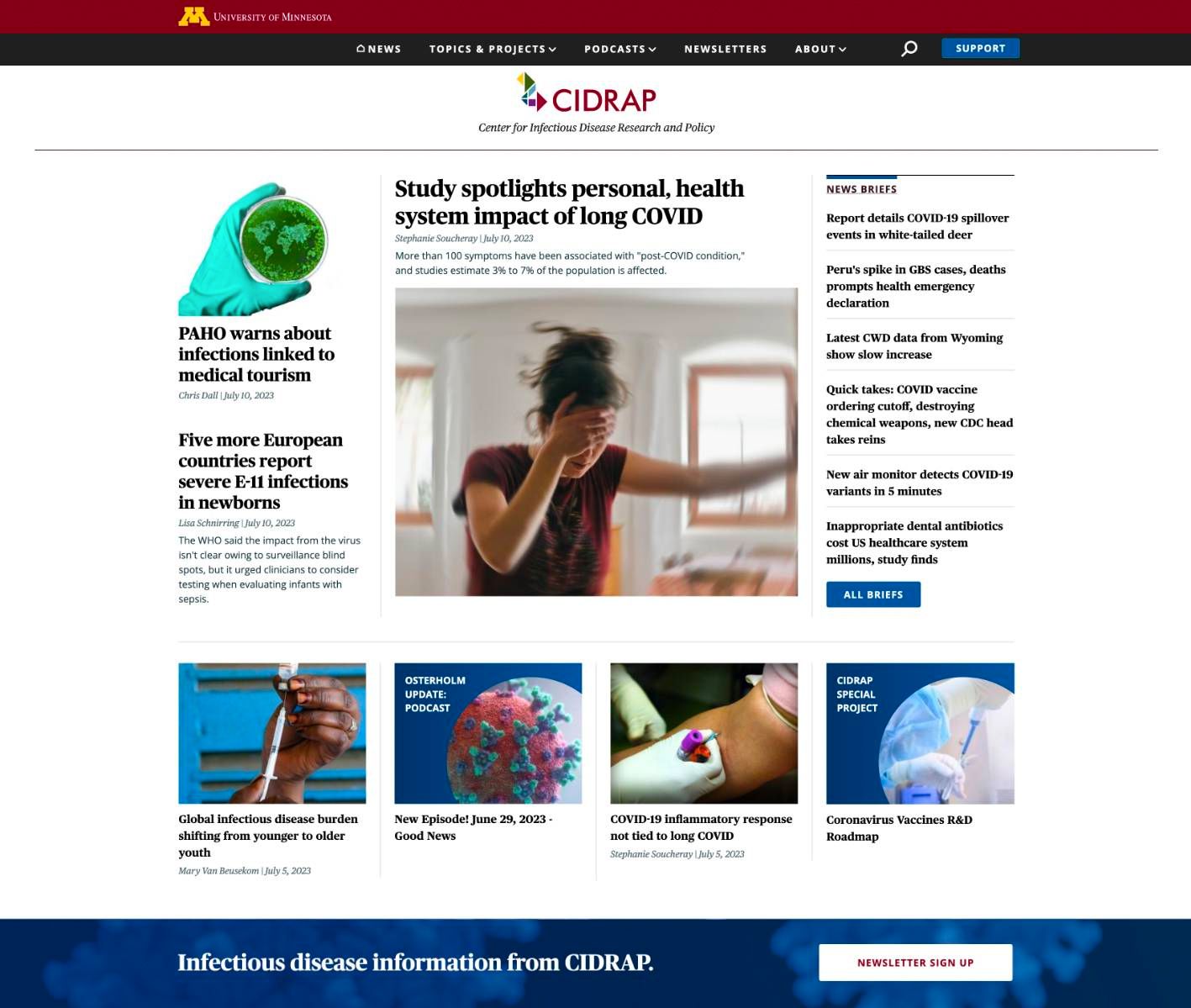 Homepage of cidrap.umn.edu
