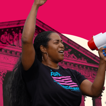 Woman with a bullhorn